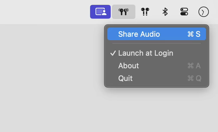 Click on the Share Audio toggle to start sharing audio