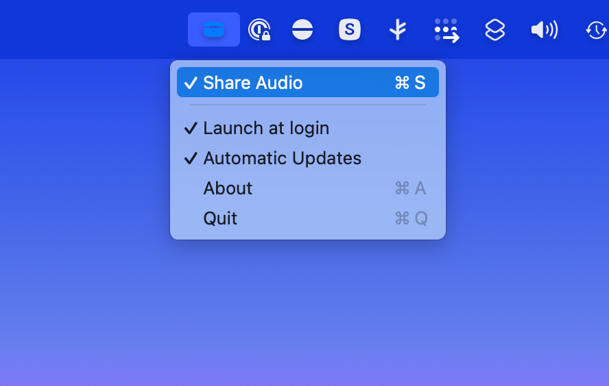 Click the Share Audio toggle again to stop sharing audio